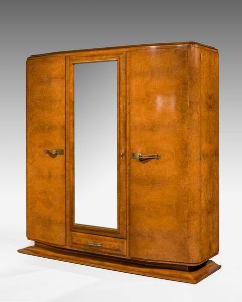 early 20th century art deco birchwood wardrobe fo