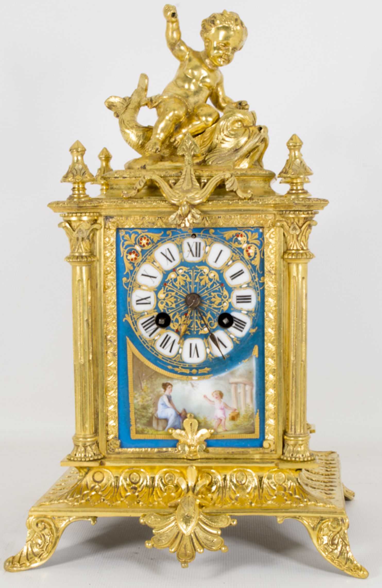 Antique French Sevres Porcelain Ormolu Clock c.1870 for sale on Luxify