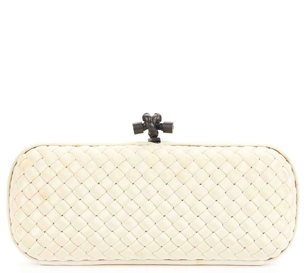 bottega veneta - ivory woven faille silk long knot clutch 2000s