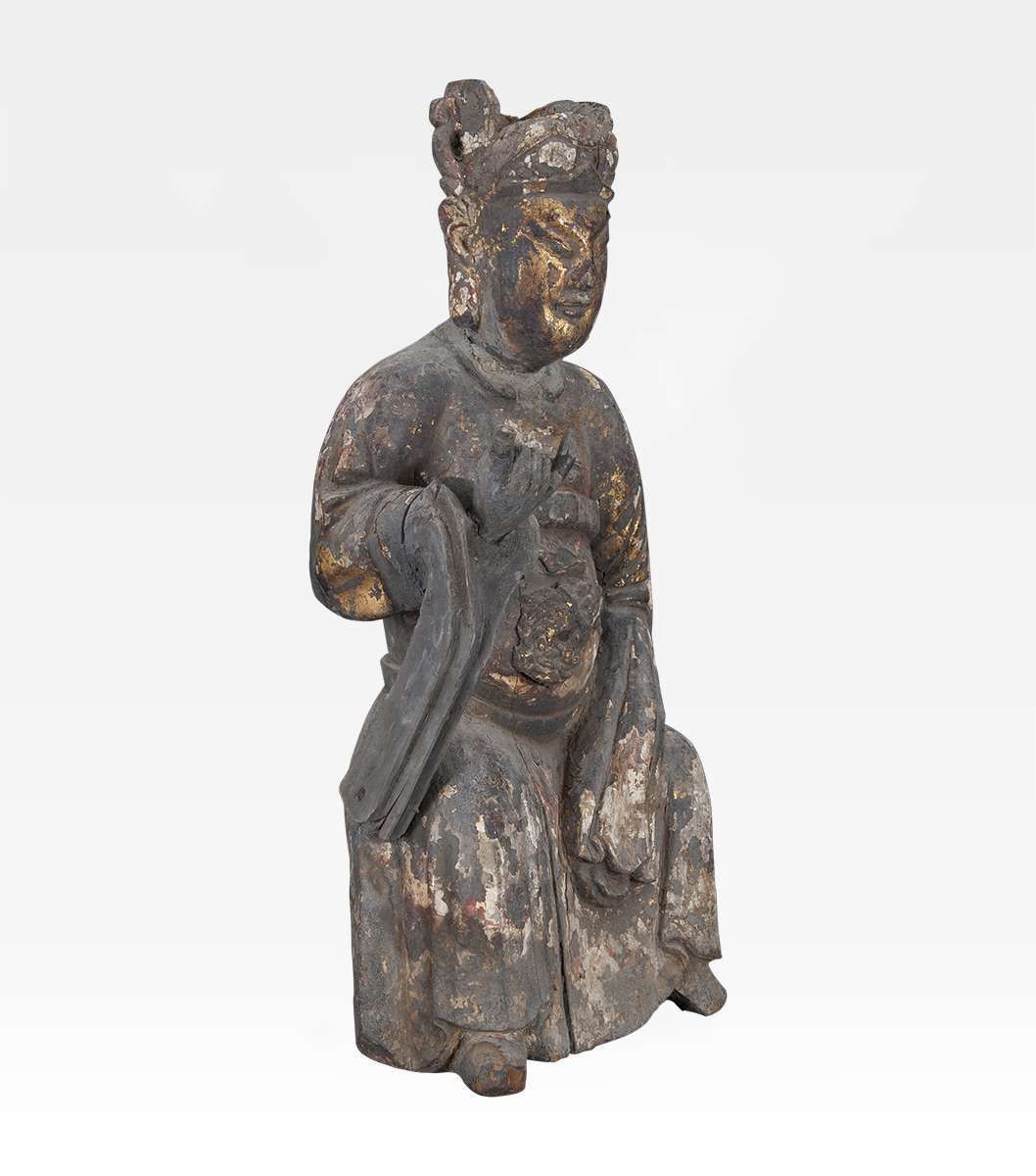 Ancient Chinese wooden sculpture for sale on Luxify