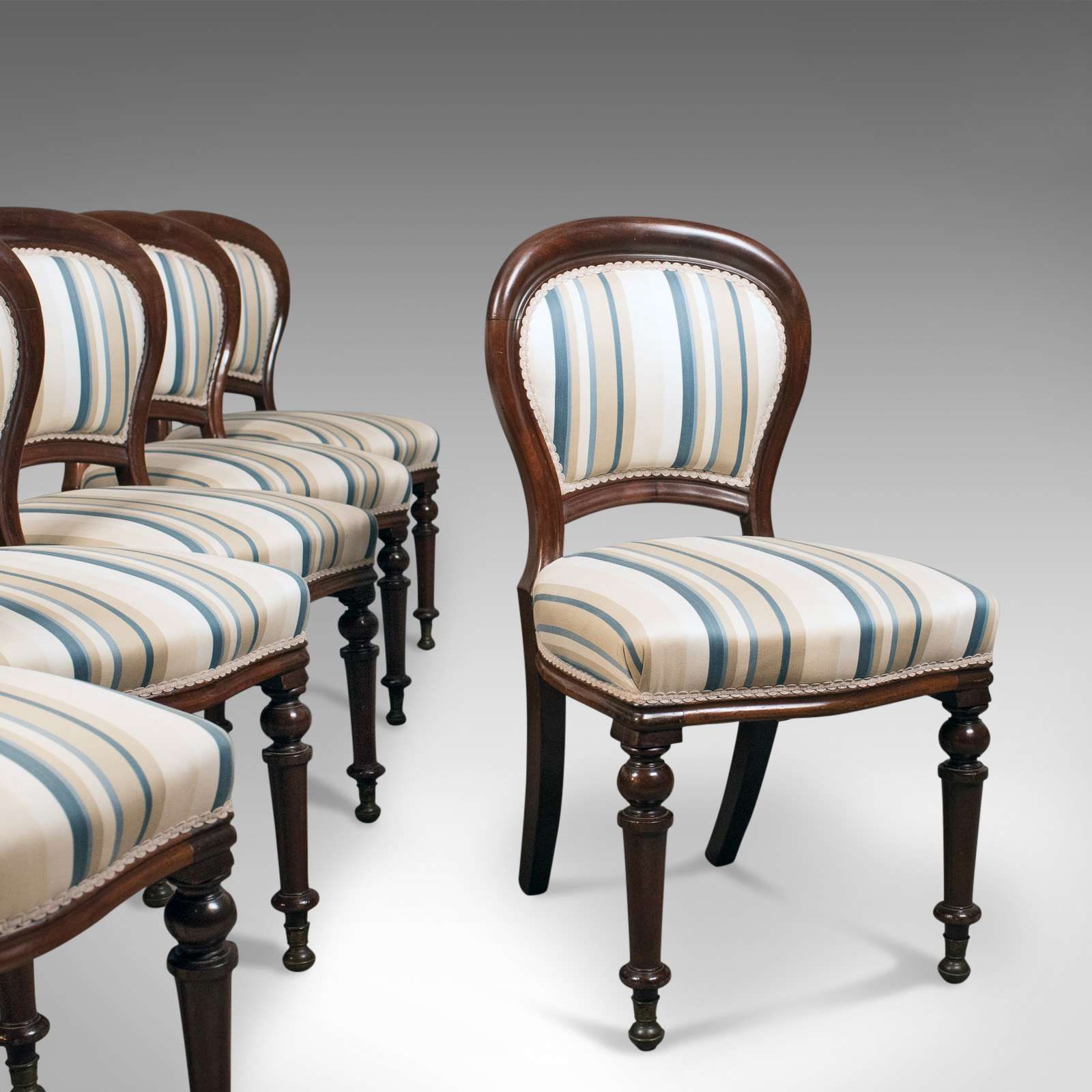 Set of Six Antique Dining Chairs, English, Victorian, Mahogany, Circa