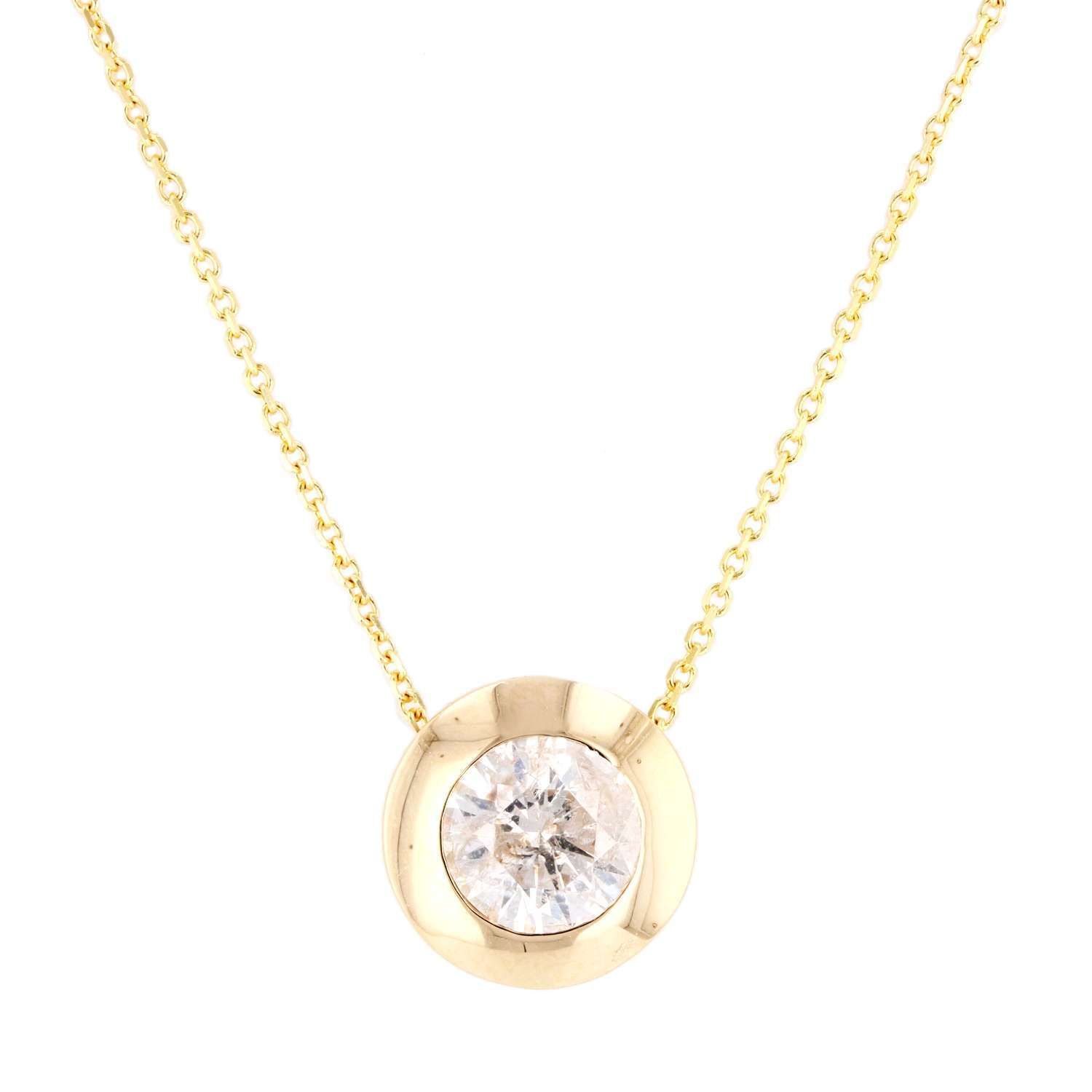 0.88ctw Diamond 14KT Yellow Gold Solitaire Pendant ...