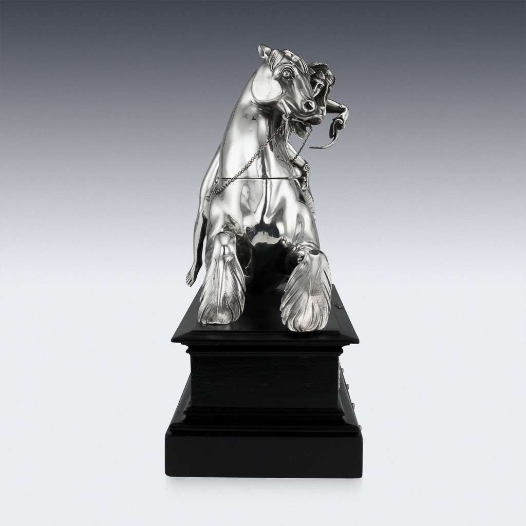 ANTIQUE 19thC ITALIAN SOLID SILVER STATUES OF POSEIDON & AMPHITRITE