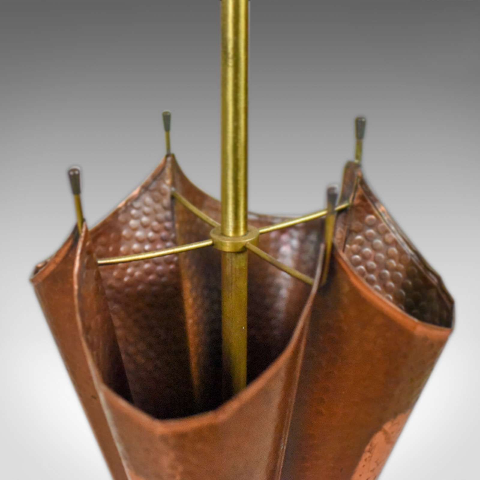 Antique Umbrella Stand in Copper and Brass, French Early 20th Century