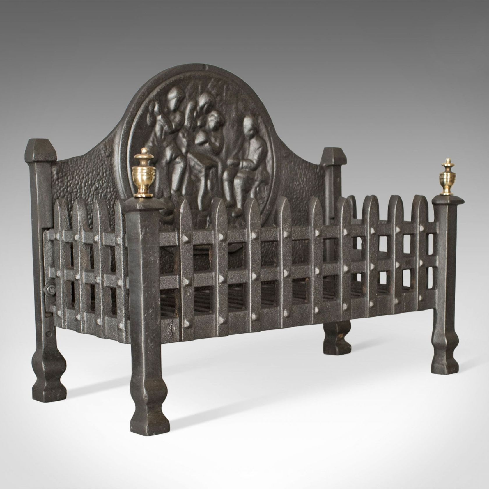 Antique Fire Basket, English, Victorian, Fireplace Grate Circa 1900 for