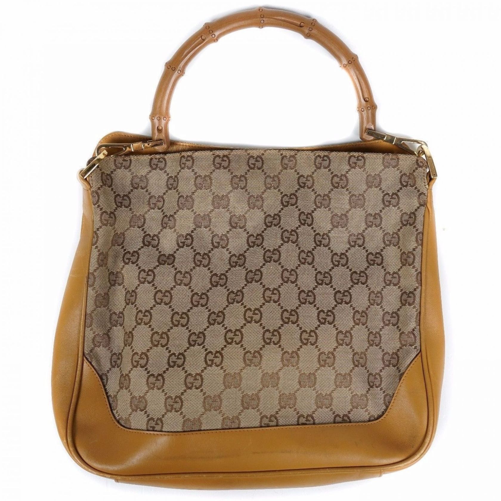 Gucci - Monogram Bamboo Handle Handbag for sale on Luxify
