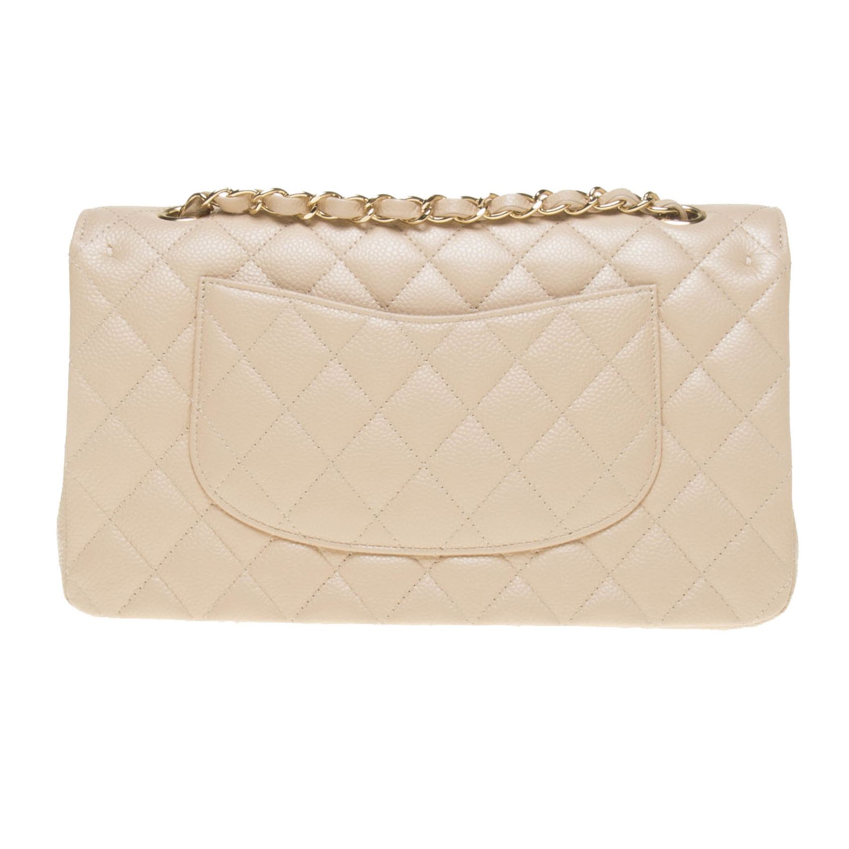 Chanel Beige Caviar Leather Quilted Classic Large Chain Bag for sale on ...