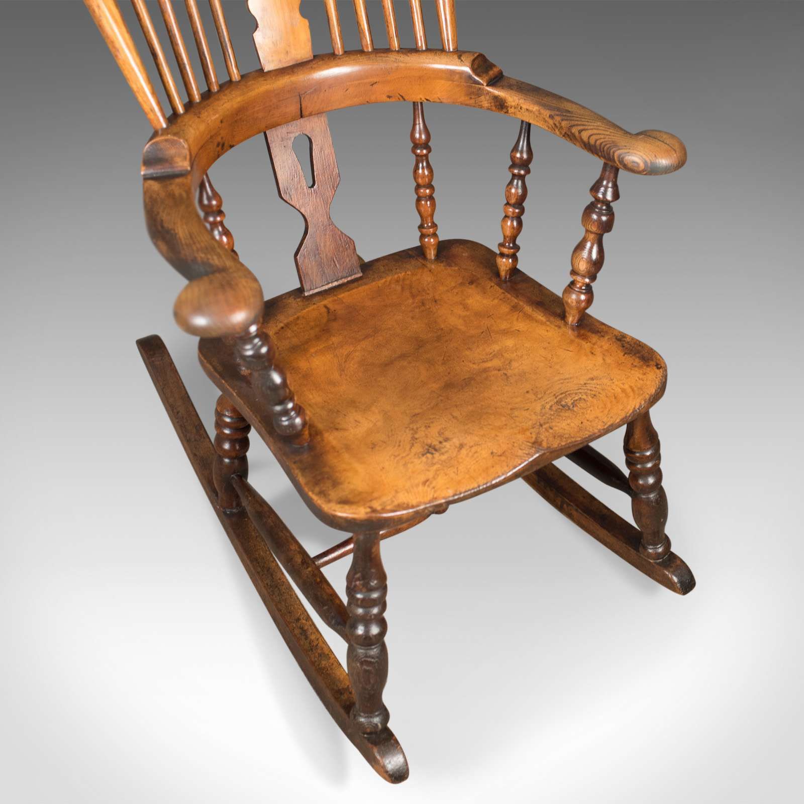 Victorian Antique Windsor Rocking Chair, English Armchair