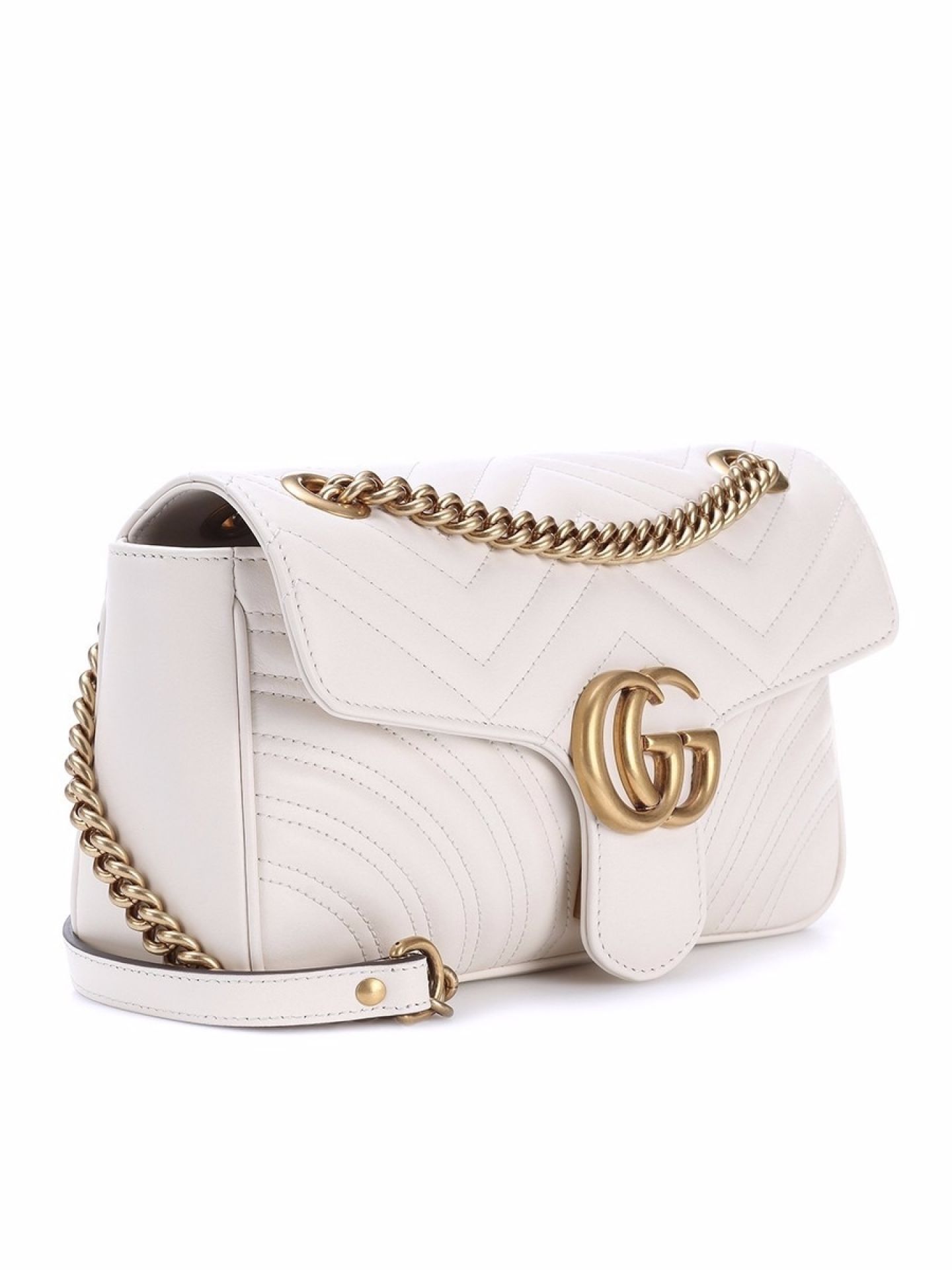 GUCCI GG MARMONT MATELASSÉ WHITE LEATHER SHOULDER BAG for sale on Luxify